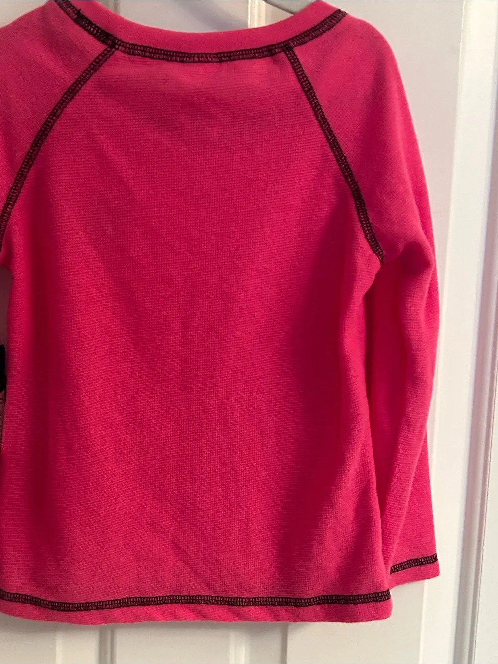 NWT-total girl Bright Pink Long Sleeve Top Pajama Top with Silver Glitter Heart